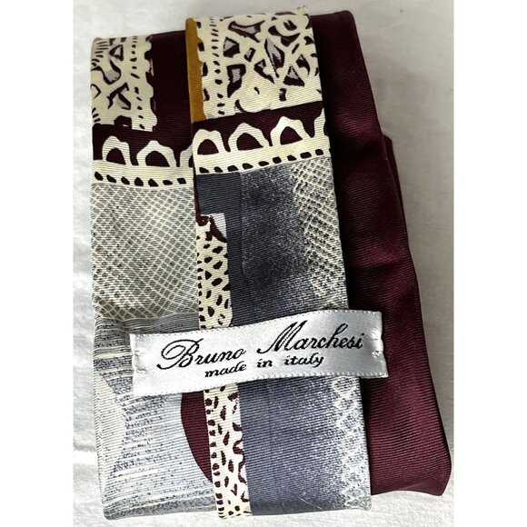 Bruno Marchesi 100% Silk Art Deco Men's Luxury Necktie Italian Vintage - Picture 2 of 8